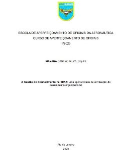 A Gestão do Conhecimento na SEFA [recurso eletrônico] : uma oportunidade de otimização do desempenho organizacional