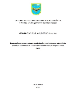 Implantação de campanha de prevenção de câncer de boca como estratégia de prevenção e promoção de saúde nos Centros de Atenção Integral à Saúde (CAIS) [recurso eletrônico]