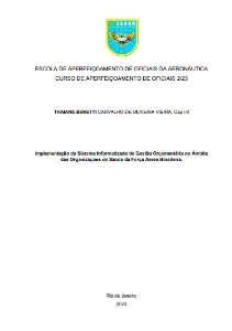 Implementação de Sistema Informatizado de Gestão Orçamentária no Âmbito das Organizações de Saúde da Força Aérea Brasileira [recurso eletrônico]