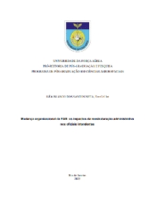 Mudança organizacional da FAB : os impactos da reestruturação administrativa nos oficiais intendentes