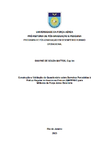 Construção e Validação do Questionário sobre Barreiras Percebidas à Prática Regular de Exercícios Físicos (QBPPREF) para Militares da Força Aérea Brasileira